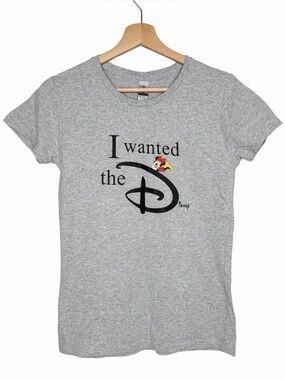 Disney Gildan Graphic Tee Light Gray Crewneck Shirt Women’s Size Small